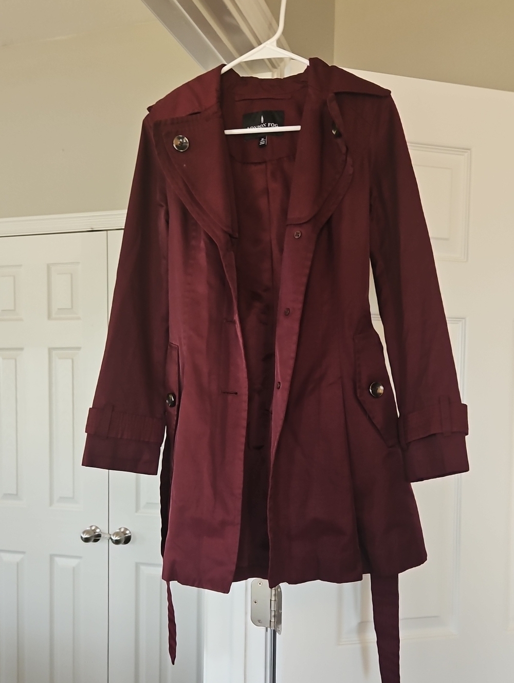 Women’s Burgundy Trench Coat - Classic Lightweight Jacket